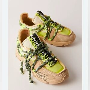 Lacoste Kids Sneakers - Neon Yellow and Tan